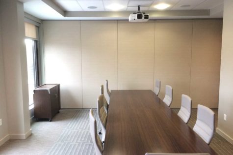 Meeting room with curtains